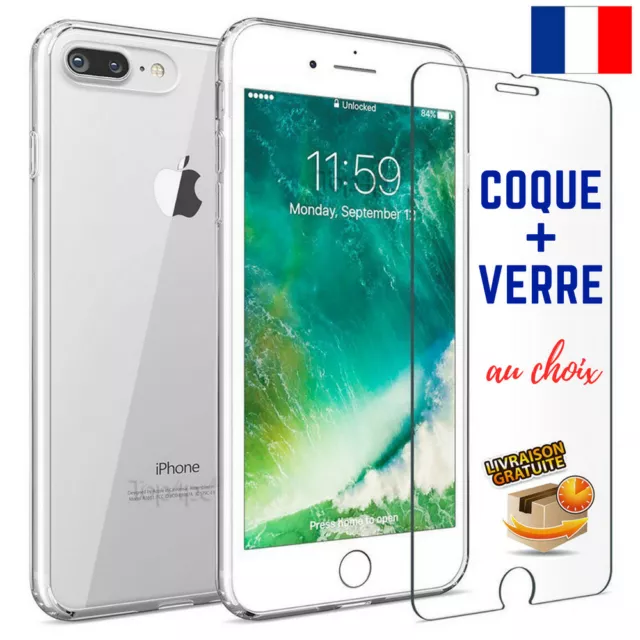 Coque Housse Etui Tpu Gel Pour Iphone 6 5 7 8 X + Protection Film Verre Trempe