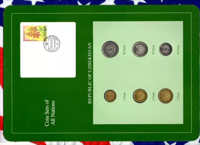 Coin Sets of All Nations Uzbekistan UNC 1,3,5,10,20,50 Tiyin 1994