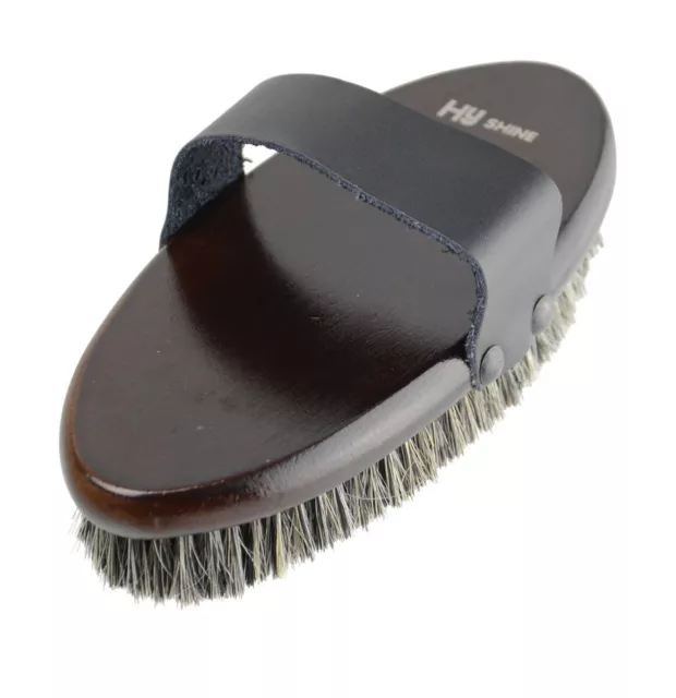 Hy Equestrian Deluxe Body Brush With Horse Hair & Pig Bristles Wooden Backed