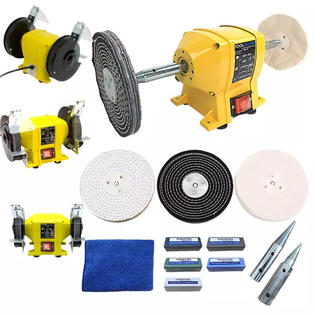 150mm Induction Bench Grinder Bench Polisher With 6" Metal Polishing Kit Machine