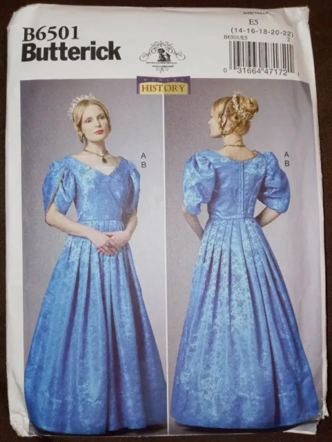 Butterick Pattern B6501 Dress Theater History 19th Century Misses 14-22 UNCUT