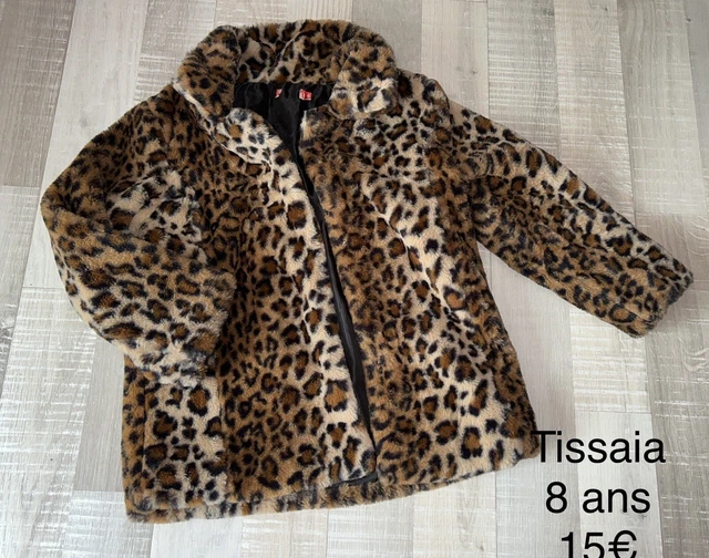 TISSAIA 8 Ans Fille : MANTEAU FAUSSE FOURRURE léopard tbe