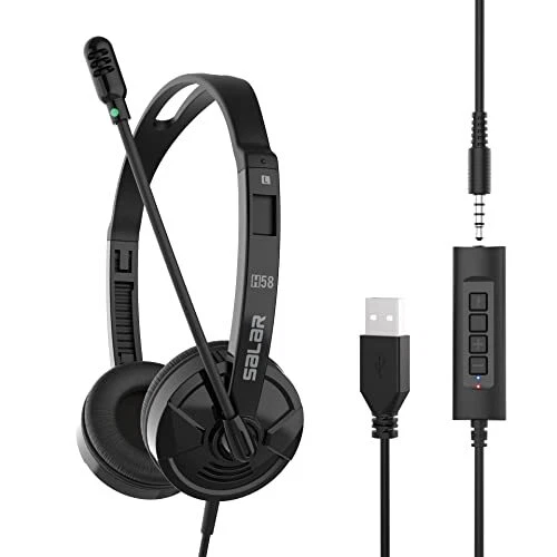 OHHXGK Casque USB avec Micro 3.5mm Casque PC Stéréo Filaire avec Anti-Bruit e...