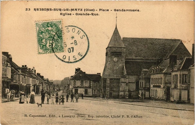 CPA RESSON-sur-MATZ Place - Gedarmerie - Church - Grande-Rue (376956)