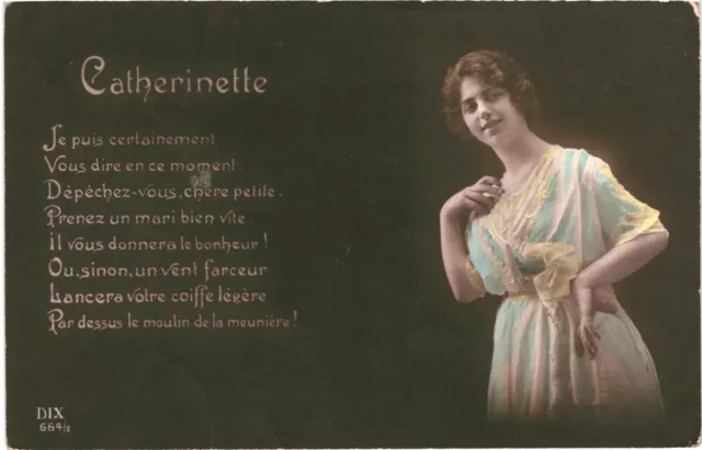 CPA Carte postale France Fantaisie Catherinette une jeune femme 1917 VM58734ok