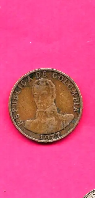 Colombia Km263 1977 Vf-Very Fine Circulatedold Vintage  2 Pesos Coin