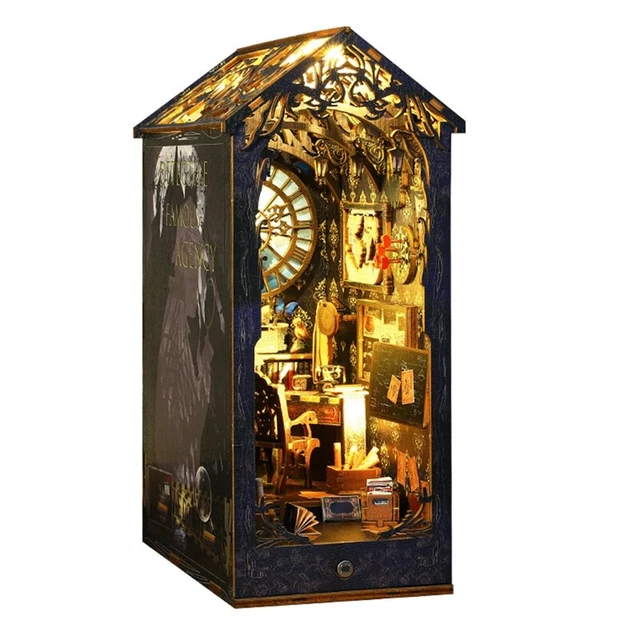 MiniCity, Book Nook Kit, Kit fai da te in miniatura per casa delle bambole in legno 3D, con luce LED per ragazzi e adulti, tema oltre la libreria