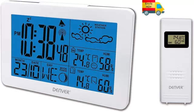 Estación Meteorológica Interior Exterior, Estacion Meteorologica  Inalámbrica con Sensor Exterior, Termómetro Higrómetro Digital con  Pronóstico del Tiempo, Pantalla LCD Color, Hora, Alarma para Casa :  : Jardín