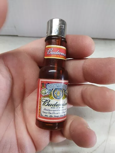 Vintage Budweiser Plastic Bottle Cigarette Lighter Mini