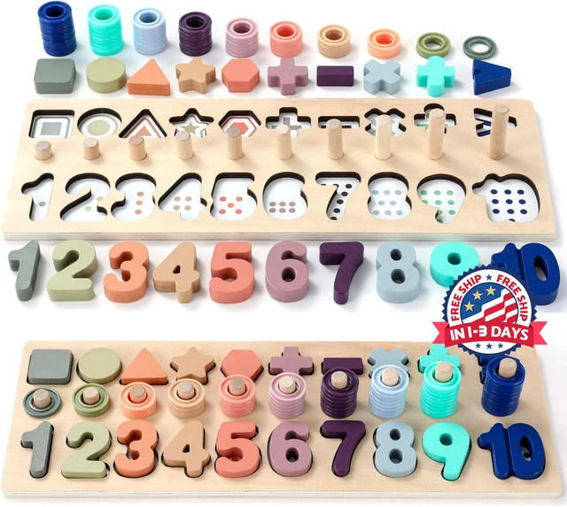 Rompecabezas De Madera Montessori Para 1 2 3 Años | Clasificador De Colores Con 16 Palitos Y Recipiente | Juguete Sensorial Para Motricidad Fina