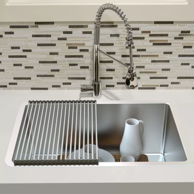 23 Inch Kitchen Sink 16 Gauge Undermount Handmade Single Bowl Stainless Steel
