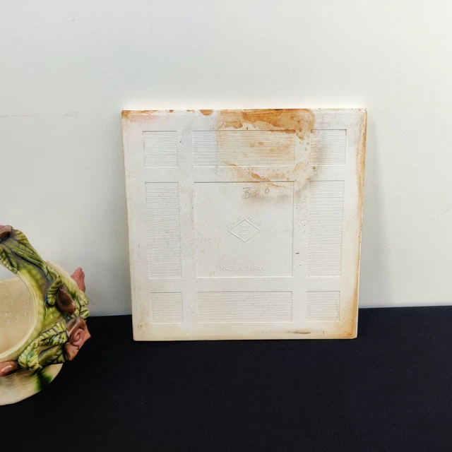 1940 VintagePastel Lemon Yellow Architecture Furniture Tile Saji Trademark Japan 2