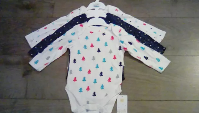 M&S Baby boys 3 Pack  Long sleeve Christmas body suits age 6-9 months BNWT **