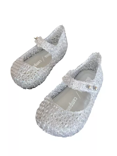 Mini Melissa Campana Flat Toddler Clear Bubblegum Scent interwoven design Size 5