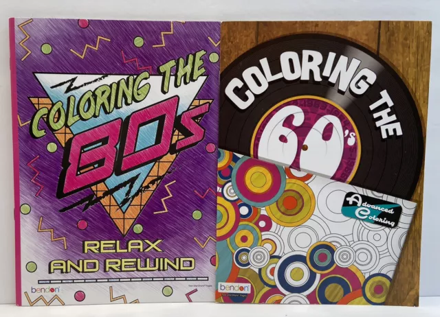 2pc Gift Set Coloring the 80s Adult Coloring Book Relax & Rewind +