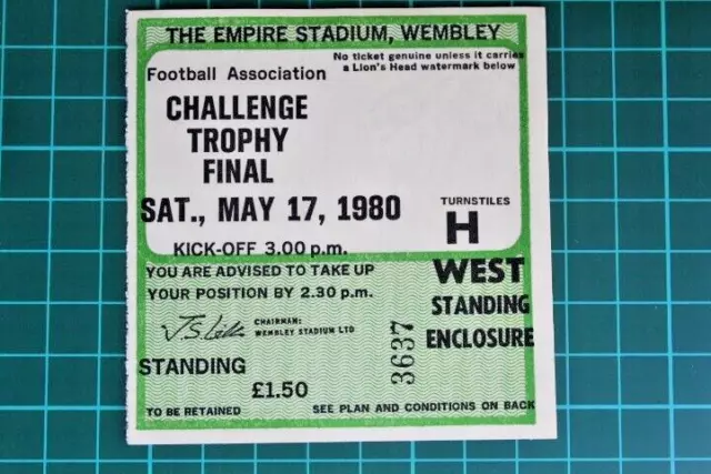 Used Ticket Stub 1980 FA Trophy Final Dagenham Vs Mossley