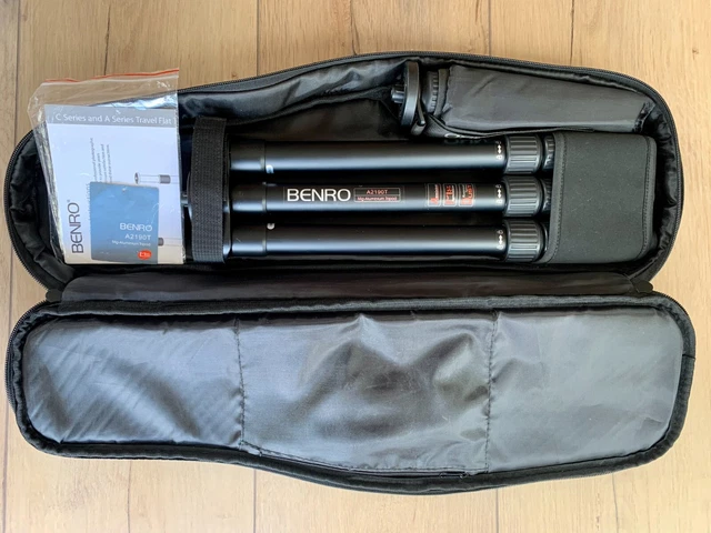 Benro A2190T Aluminum Travel Flat Tripod With Case And Accessories