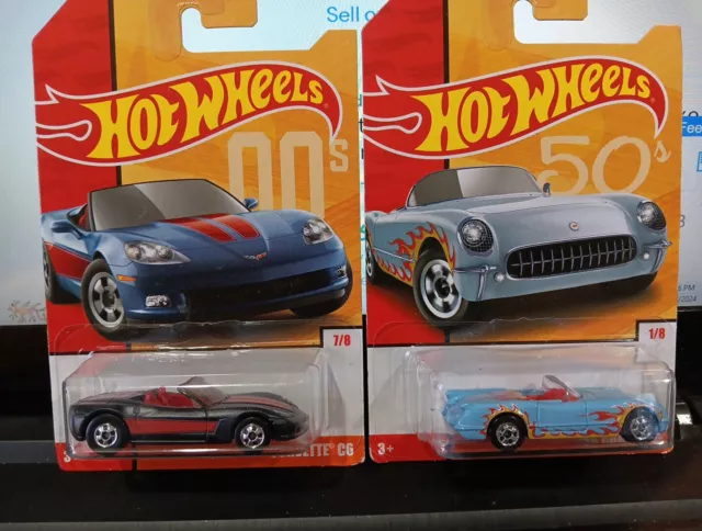 hot wheels Lot Of 2 Corvetts '55 Vet & C6 Cars Of Decades