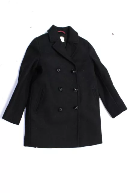 Crewcuts Girls Wool Woven Long Sleeve Double Breasted Trench Coat Black Size 6