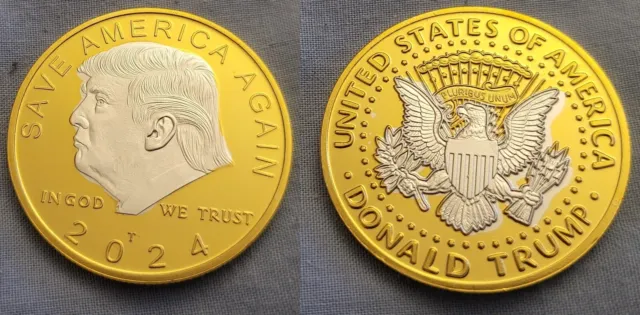 Donald Trump Gold & Silver Coin 2024 Save America Again US Presidential Election