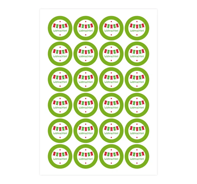 Geschenk-Aufkleber 'Frohe Weihnachten' Girlande grün rot Sticker