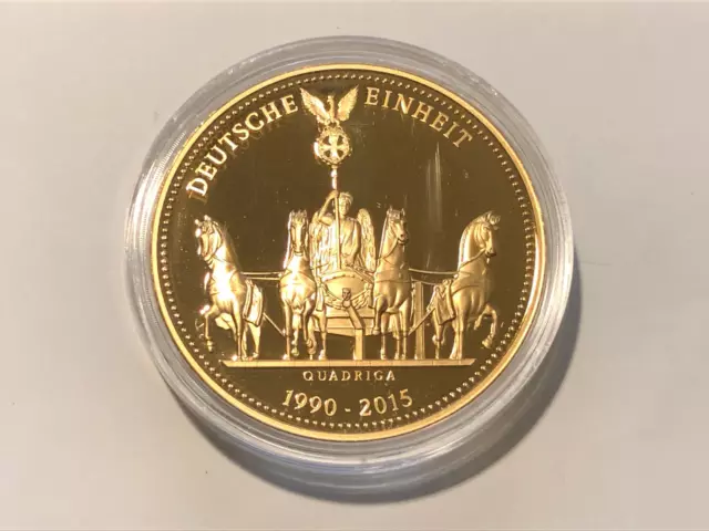 Medaille BRD 25 Jahre Deutsche Einheit Quadriga 1990-2015  PP, vergoldet