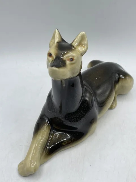 Vintage Royal Bavaria 4166 Doberman Dog Porcelain Black Tan Figure