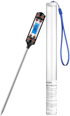 Latte Vino Display LED & Auto-Spegnimento,Meglio per Cibo Barbecue Carne Habor-Termometro Cucina Termometro Digitale da Cucina con 5,9 Sonda BBQ Grigliata 
