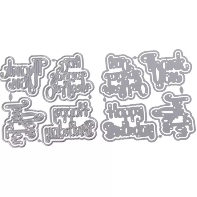 8 Sets Steel Words Metal Cutting Dies Antique silver Happy Birthday  Embossing