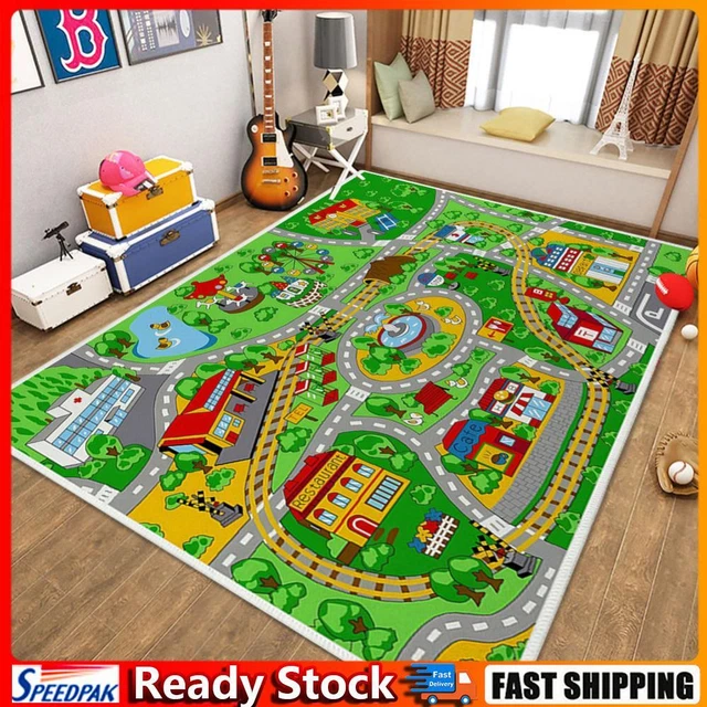 Kids Cartoon Carpet Rectangular Crawling Rug for Playroom Bedroom (60*90cm D) Ho