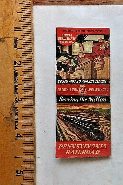 NICE 1940's Matchbook. Pennsylvania Railroad. Serving the Nation. Great Graphics