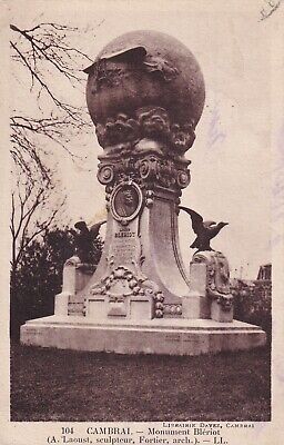 Postcard old north Cambrai 104 ll monument bleriot sculptor laoust