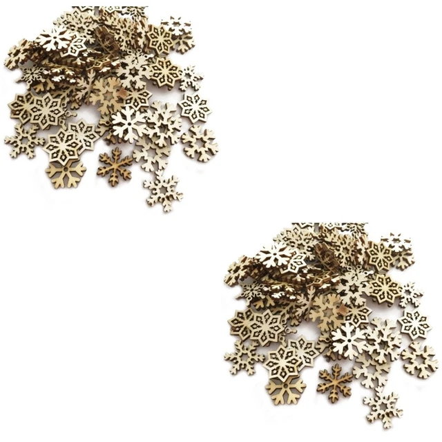 200 stücke Sortierte Muster Holzstücke Weihnachten Schneeflocke Cutouts