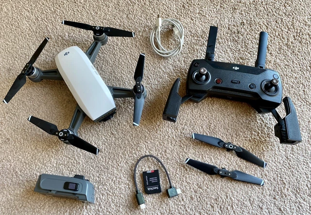 DJI SPARK DRONE - Alpine White with Controller, 2 Batteries 
