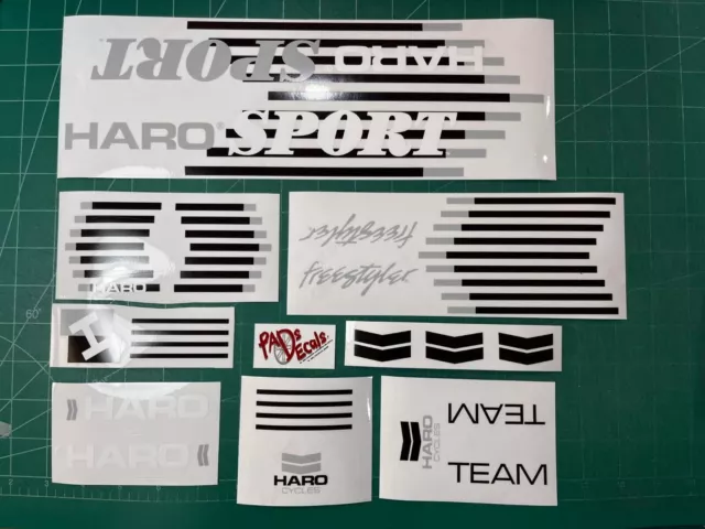 Haro sport bmx sticker decals with black gray and white on clear