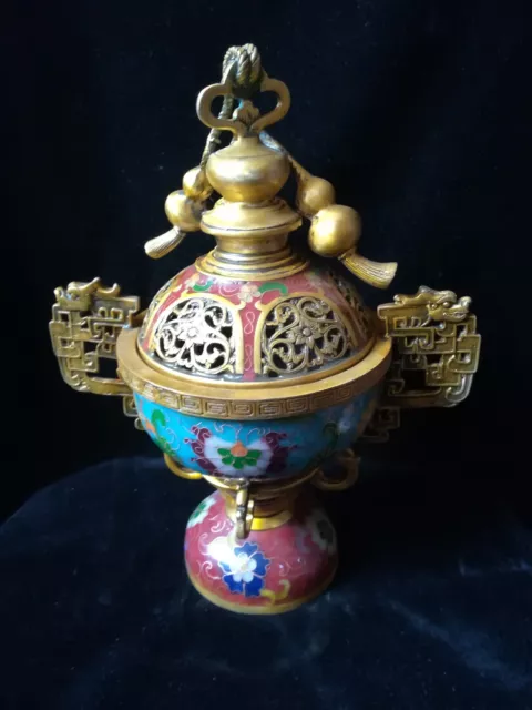 chinese Ming Dy cloisonné & bronze  Incense burner