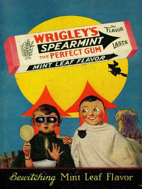 1929 Wrigleys Chewing Gum Halloween Heavy Duty Usa Made Metal Advertising Sign