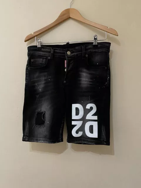 Dsquared2 Faded Black Denim Shorts Men's UK 32" New With Tags