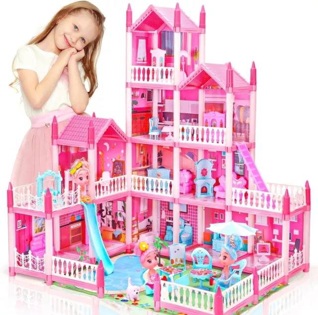Barbie Size Doll House Girls Dream Play Playhouse Dollhouse Wooden  Furniture 706943659564