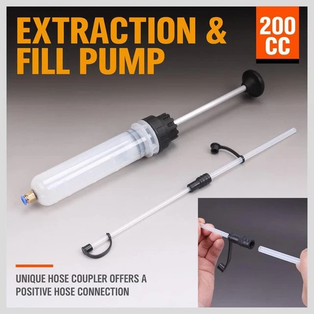 200cc Oil Fluid Extractor Filling Syringe Bottle Transfer Hand Pump Automotive