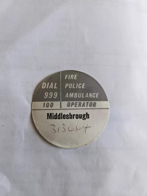 GPO Dial Label Middlesbrough
