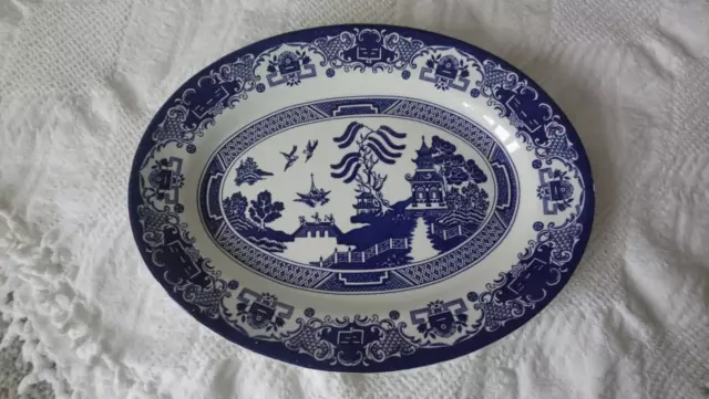 English Ironstone Staffordshire Old Willow Oval Dinner Server Plate