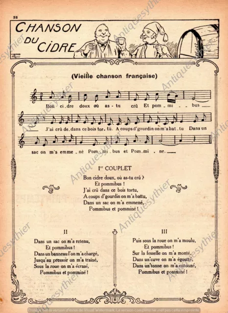 PARTITION CHANSON Du Cidre 1936 / French Piano Score Cider Song EUR 9,90 -  PicClick FR