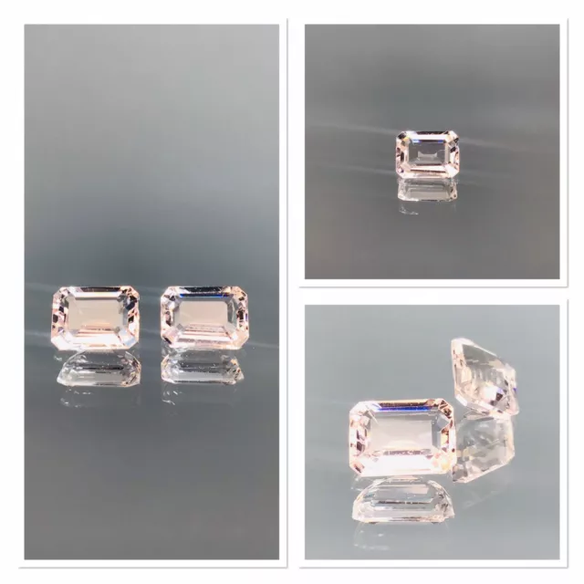 Morganite pair gemstone Emerald Cut 2.55 Carat Pair Ideal For Earings Vvs pink