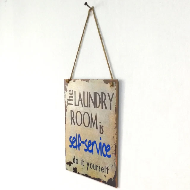 Cartello Decorativo In Legno Per Lavanderia 'Self-Serve Laundry Open 24 Hours' – Vintage, 71.8x12 Cm – Open Road Brands - 2
