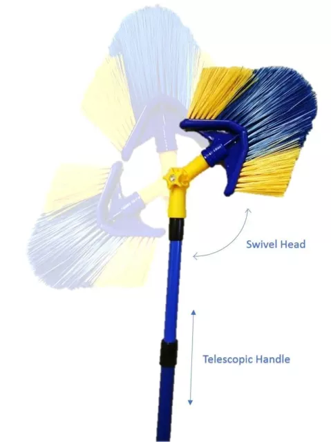Extendable Cobweb Brush Angled Head Feather Duster Long Reach Telescopic Handle 2