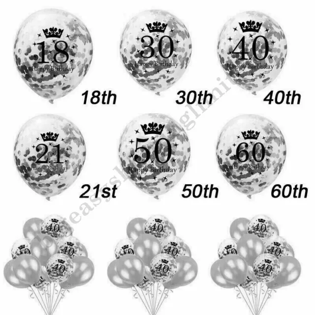 Silver Age Birthday Balloons 16th 18th 21st 30th 40th Birthday Decorations UK