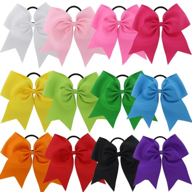 24 USA 10 JUMBO 8" Cheer Bow Ponytail Holder Big Girls Large Hair Bows