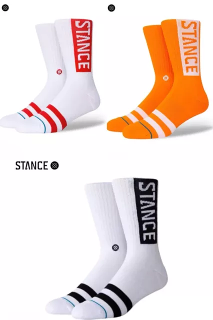 Stance OG Crew Socks Stripe Cushioned Seamless Toe Arch Support Size L