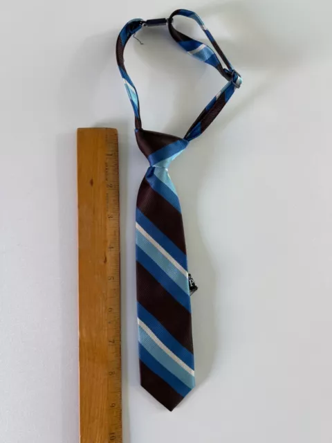 EUC boys Place tie click pre-tied striped blue black adjustable